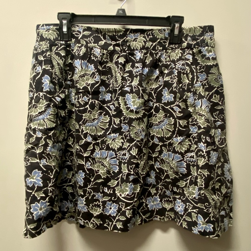 Linen and Rayon Floral Skirt